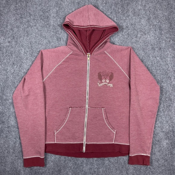 Hard Rock Cafe Tops - Hard Rock Cafe Y2K Zip Up Hoodie Womens Medium Maroon Key West Graphic Raglan